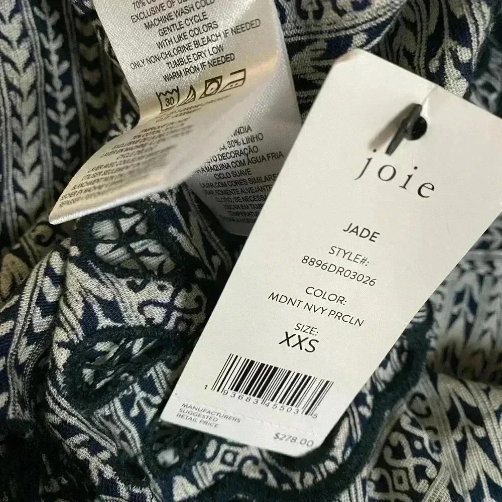 Joie Jade Linen Blend Dolman Button Cuff Sleeve Eyelet Hem Babydoll Dress XXS - Picture 8 of 10